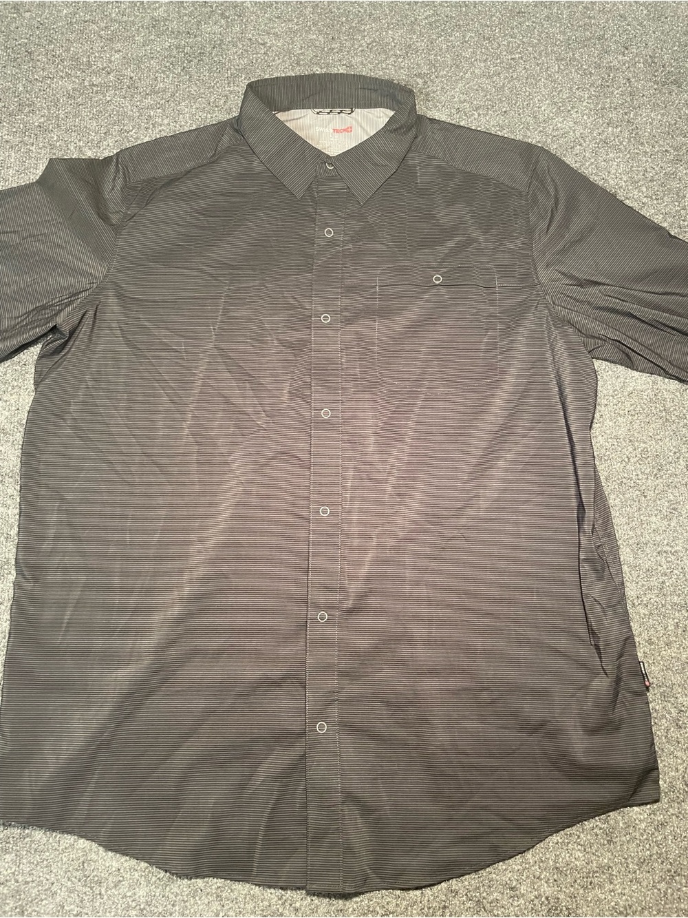 Swiss Tech Men's Dark Charcoal Pinstripe Button-Down Shirt